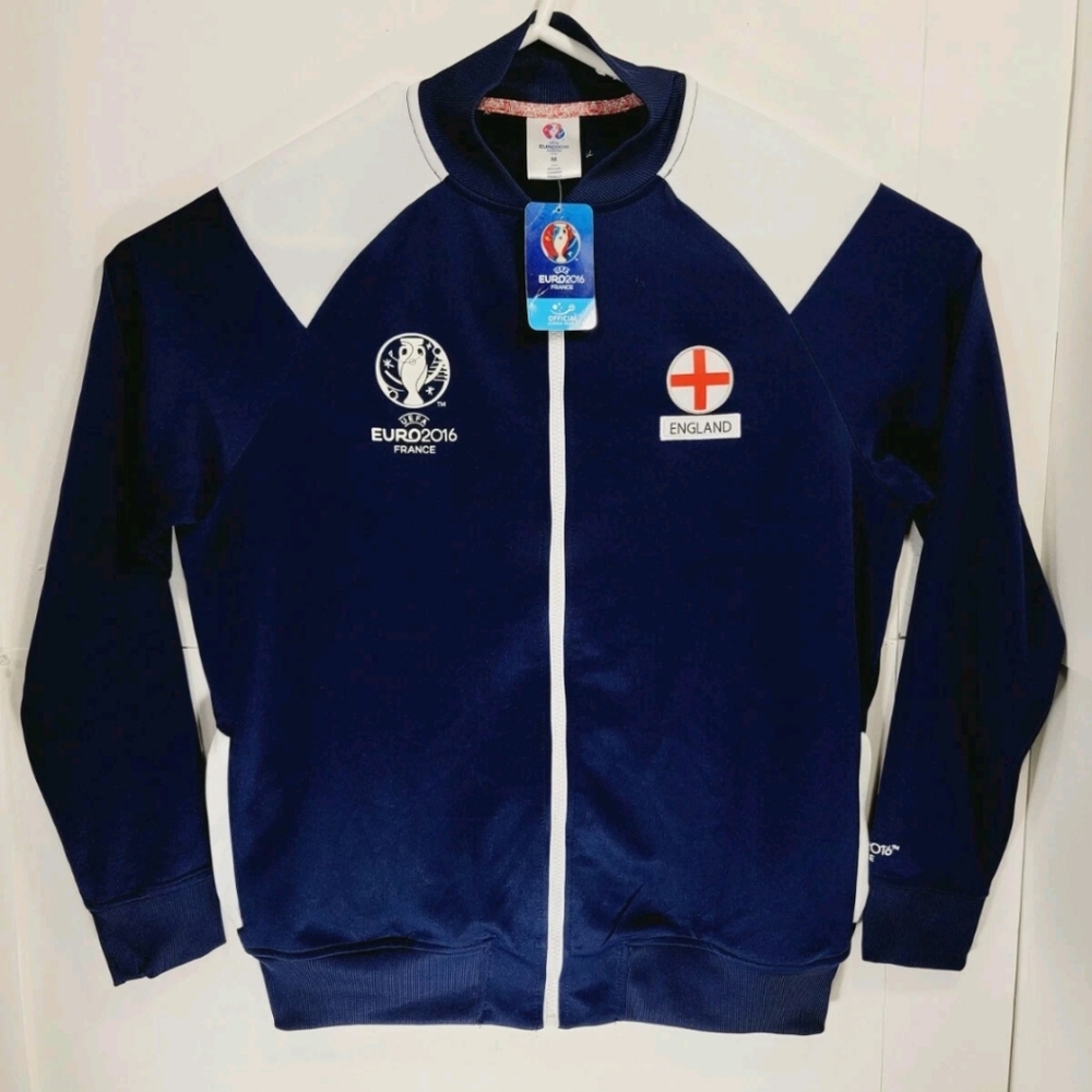 NWT UEFA Euro 2016 England Mens Size Medium Track Jacket Blue Sweater